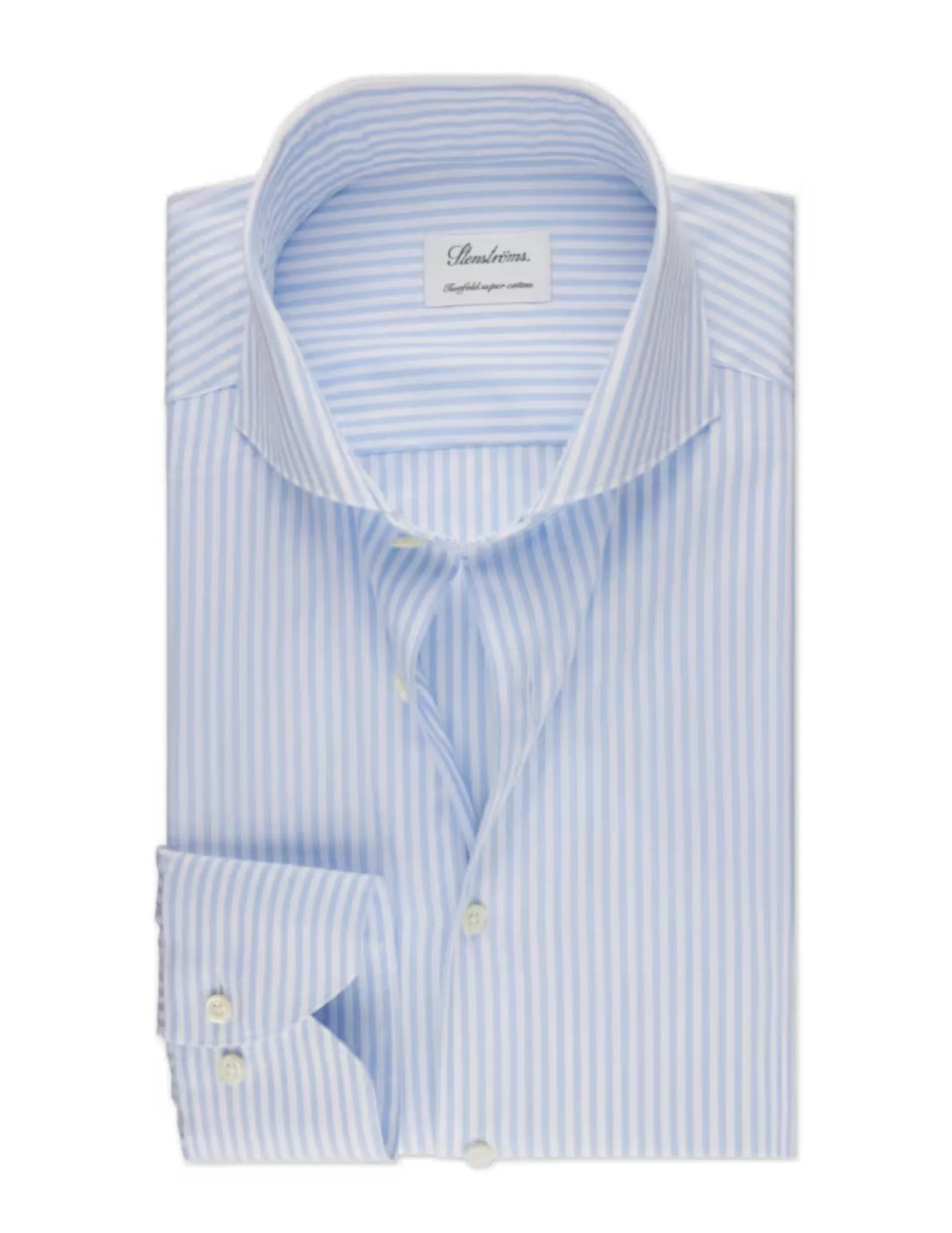 Blue Striped Twill Shirt | Fitted Body